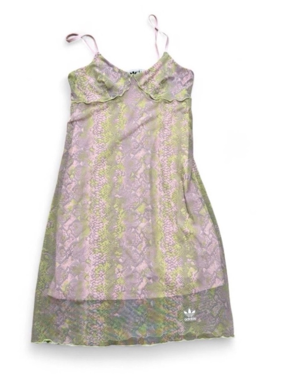 Adidas green & purple snakeskin print mini dress